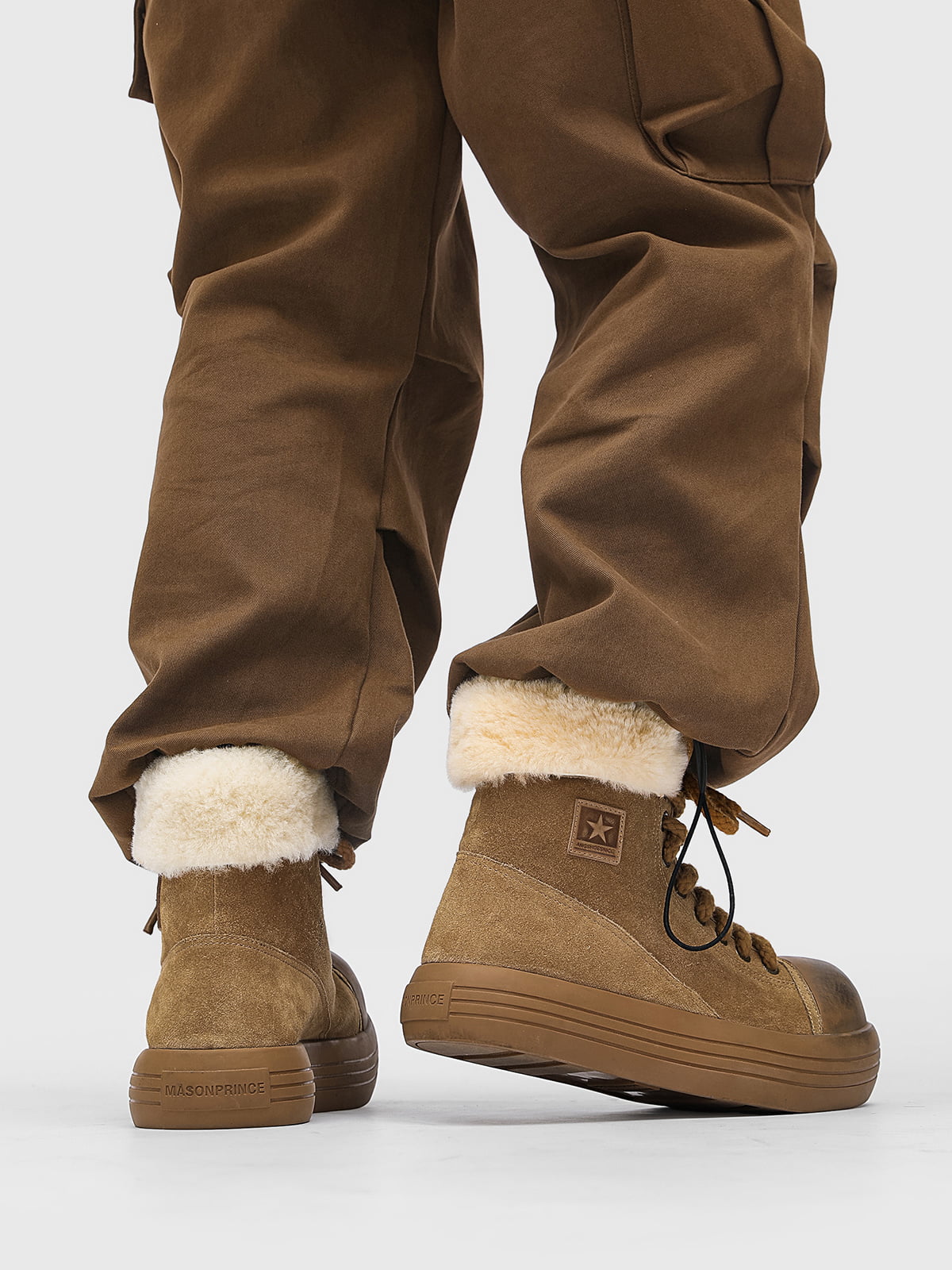 Winter Warmth High-Top Sneaker Boots with Fuzzy Collar 