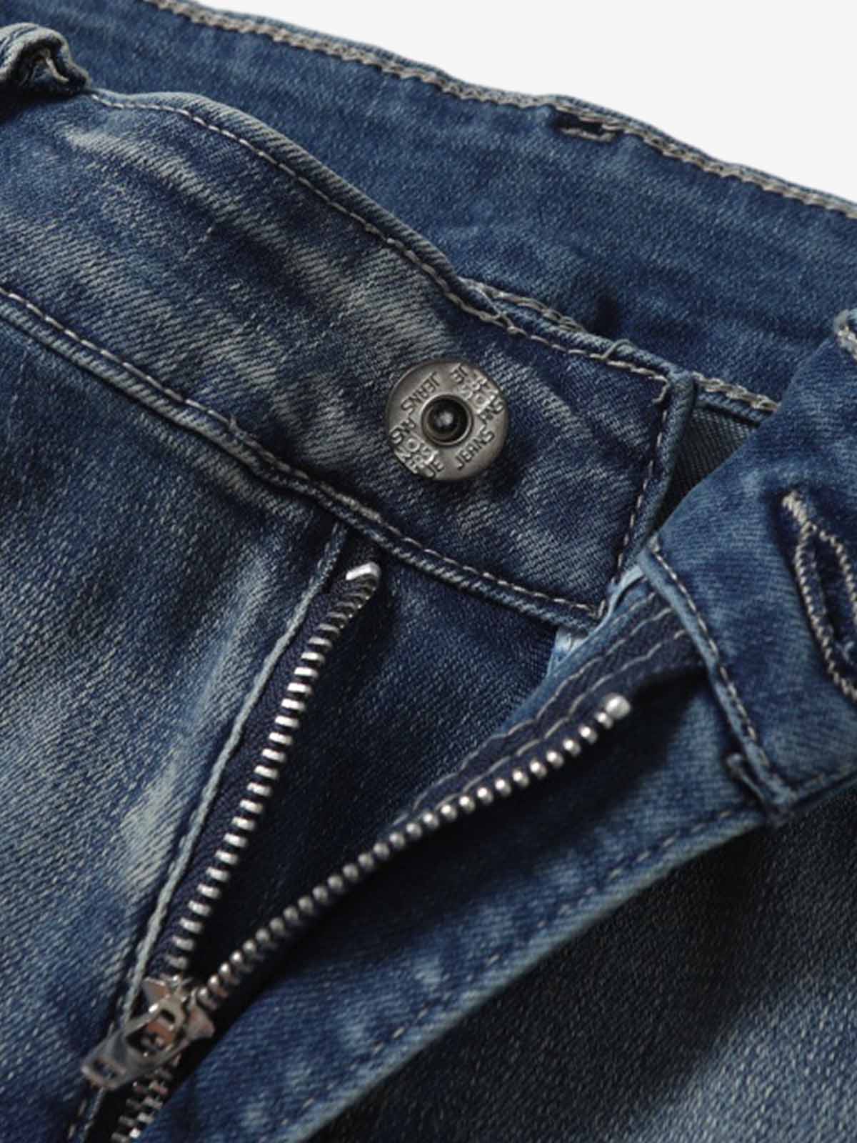 Washed Panel Seam Flare Jeans