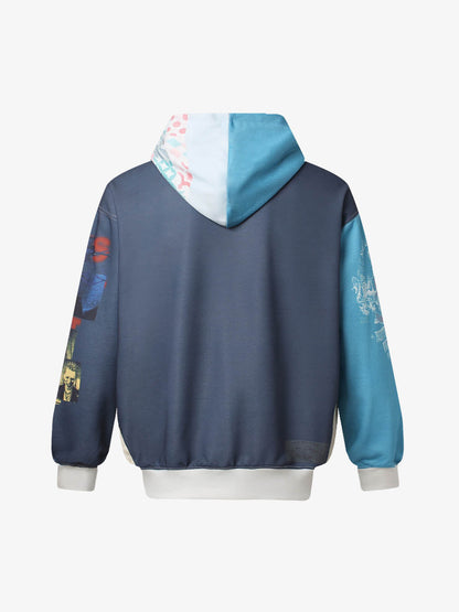 Stylish Graphic Hoodie with Unique Patchwork Design for Men 