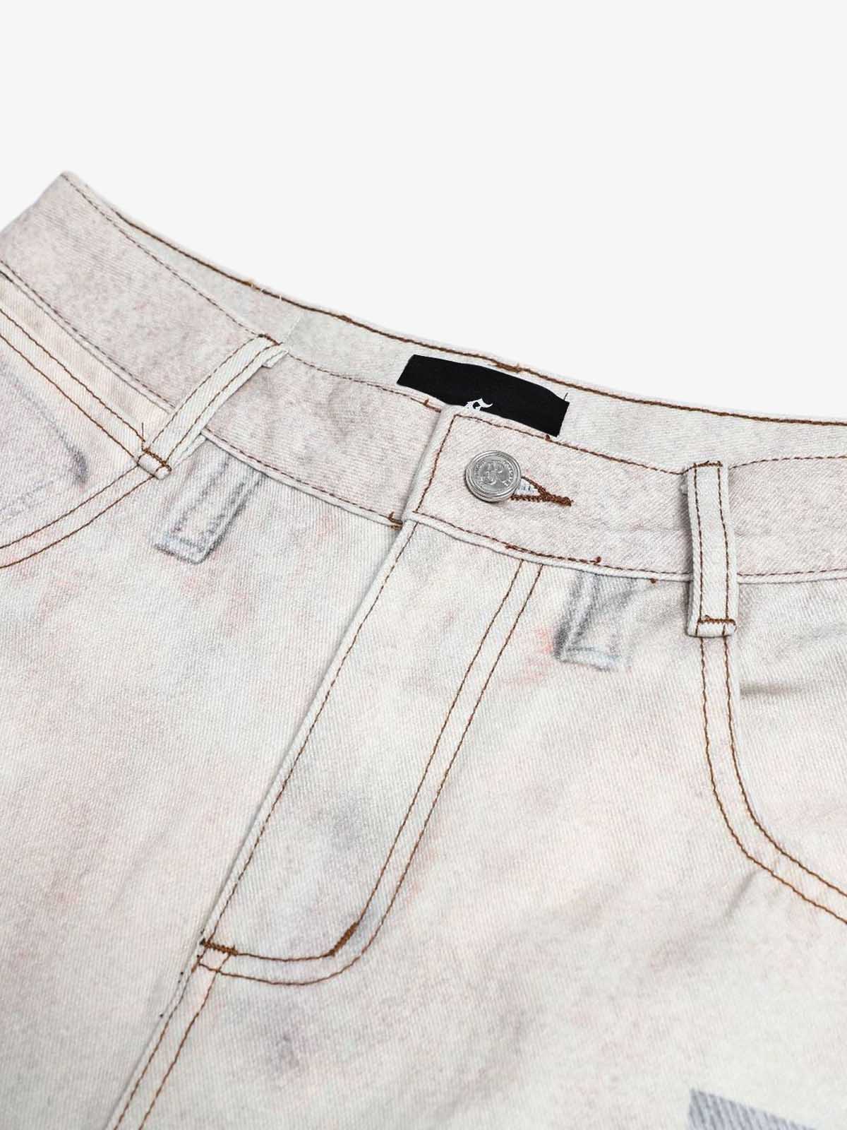 Cotton Patchwork Wide Leg Pants with Equestrian Print and Plaid Details 