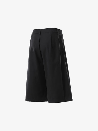 Tailored Wide-Leg Woven Pleated Shorts 