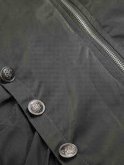 Napoleonic Double-Breasted Peaked-Lapel Padded Coat