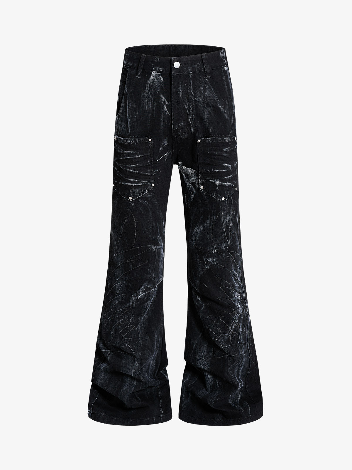 Heavy-duty Waxed Flared Jeans