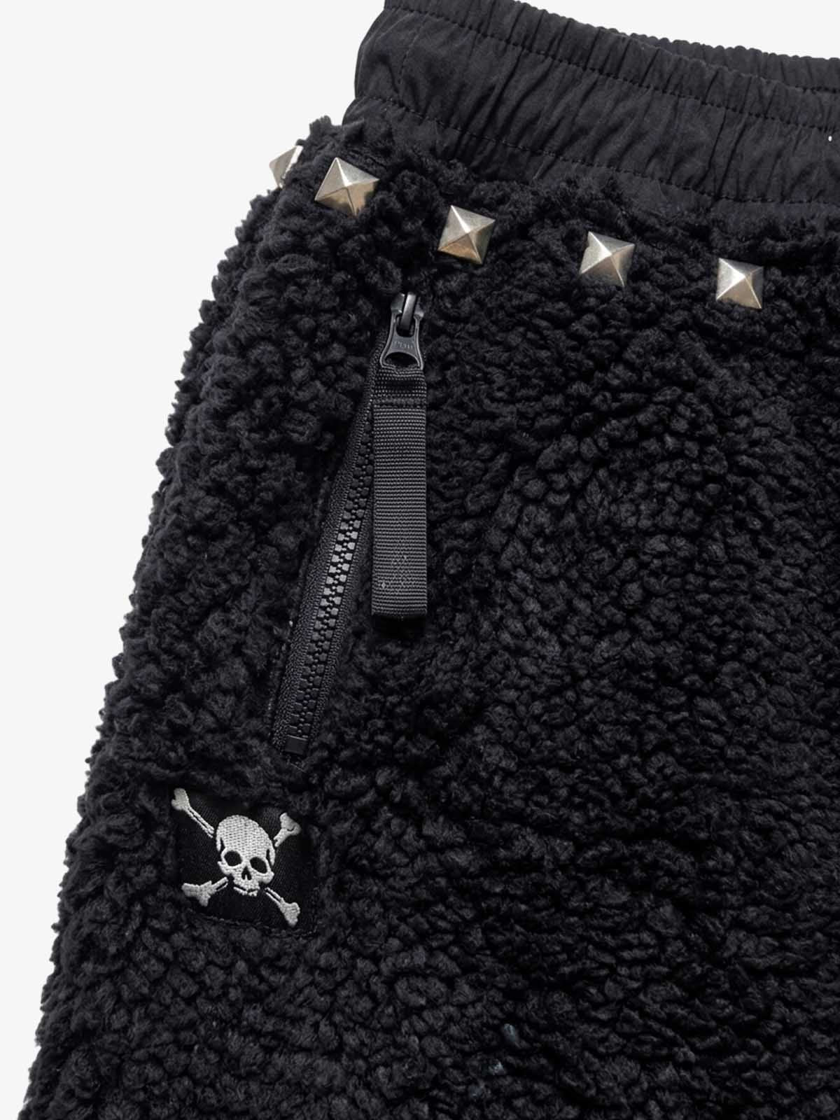 Plush Script Graphic Curved-Leg Pants