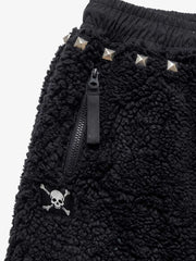 Plush Script Graphic Curved-Leg Pants