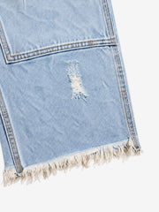 Action Figure Graphic Distressed Straight-Leg Utility Pants; Denim Blue / S, Denim Blue / M, Denim Blue / L, Denim Blue / XL, Denim Blue / 2XL