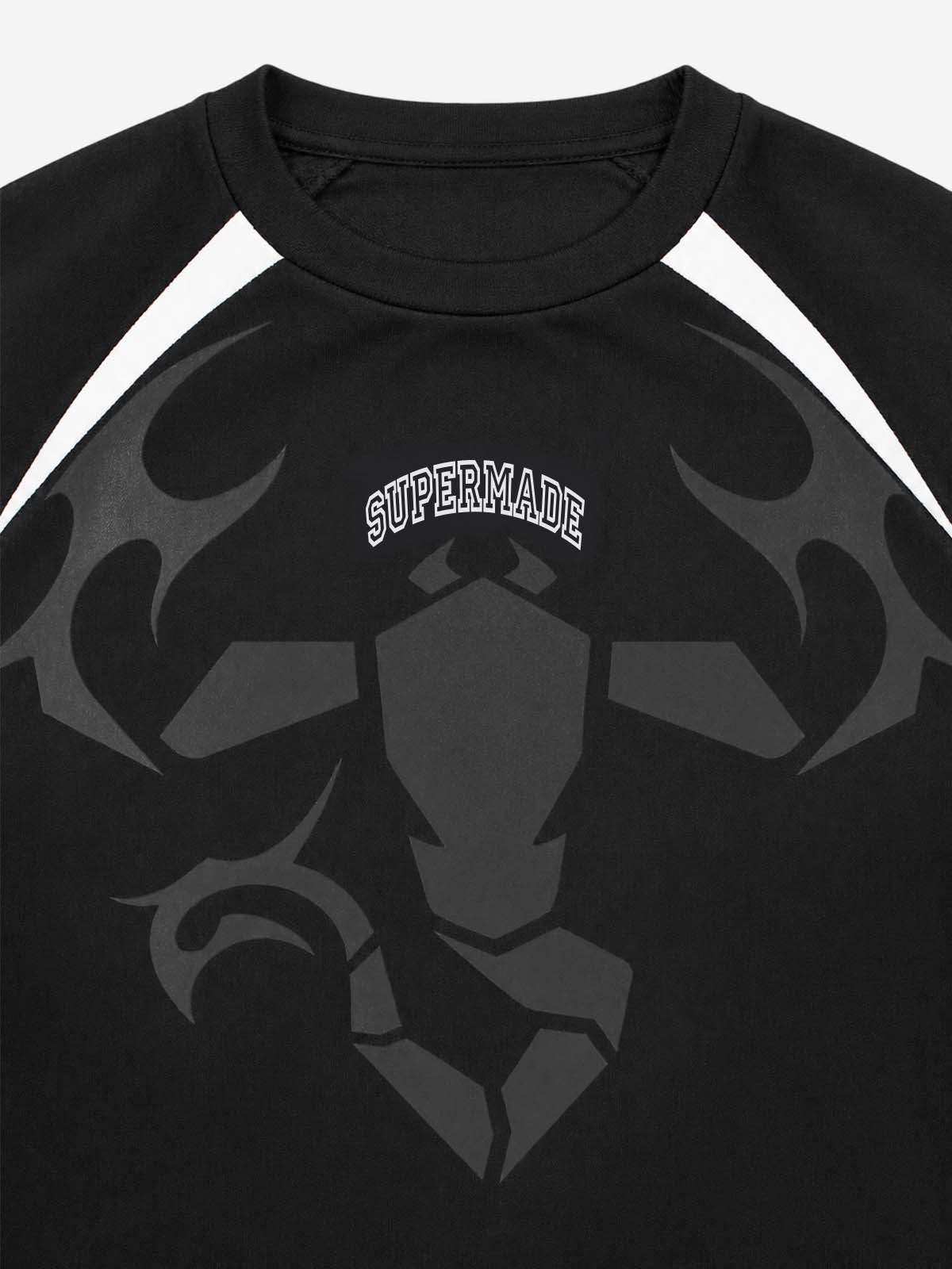Digital Badge Color Block Sports Long Sleeve Tee