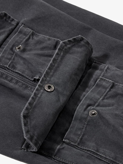 Vintage Washed Multi-Pocket Adjustable Strap Flare Cargo Pants 