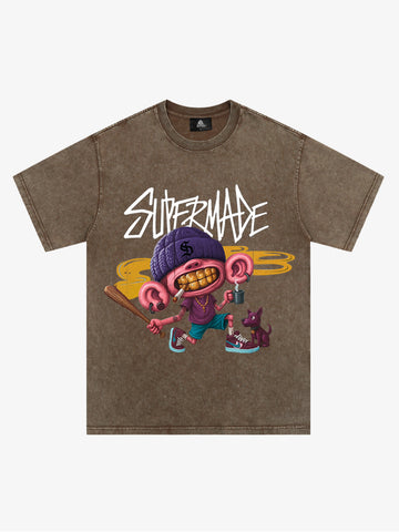 Thesupermade Cartoon Graffiti Trendy Weird Kid T-Shirt 