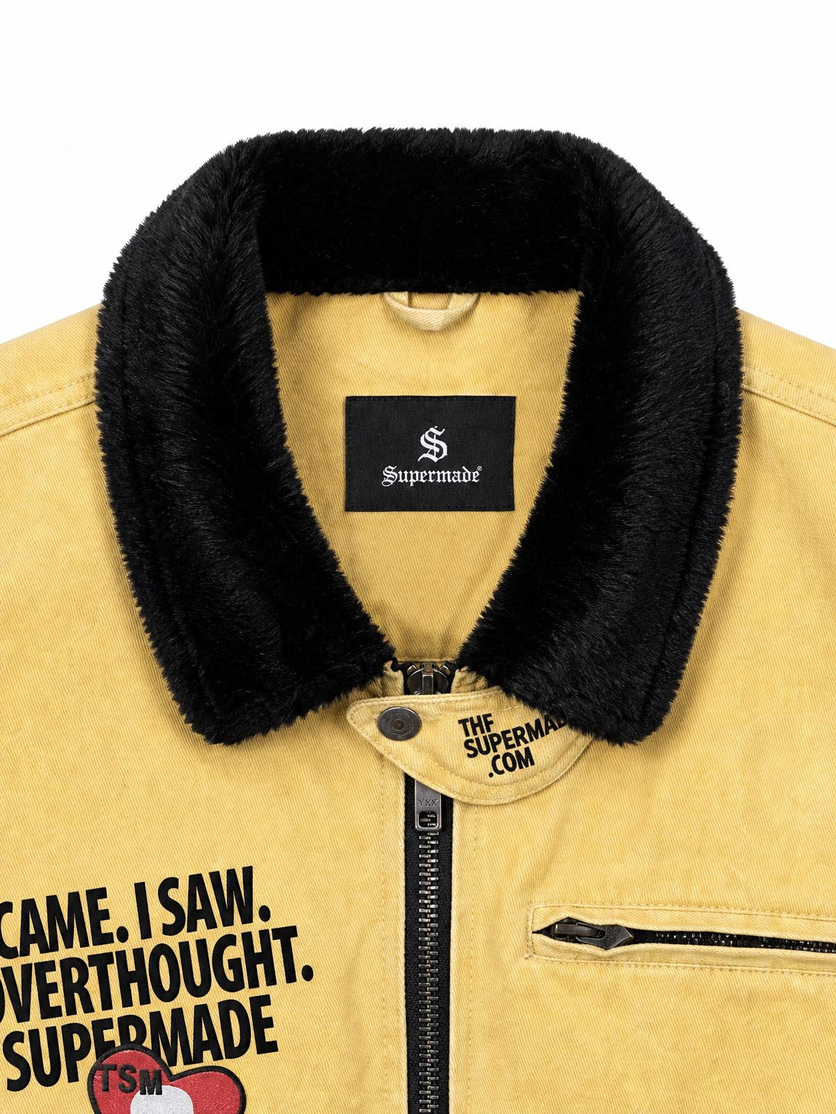 Graphic Patch Contrast-Collar Jacket
