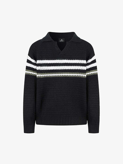 Striped Polo Sweater for Men - Stylish and Comfortable Knitwear 