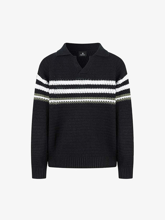 Striped Polo Sweater for Men - Stylish and Comfortable Knitwear 