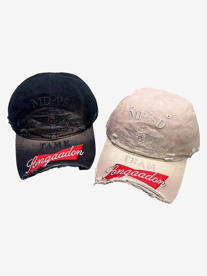 Distressed Baseball Cap with Frayed Brim