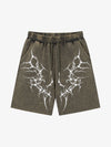 Distressed Thorn Rhinestone Shorts