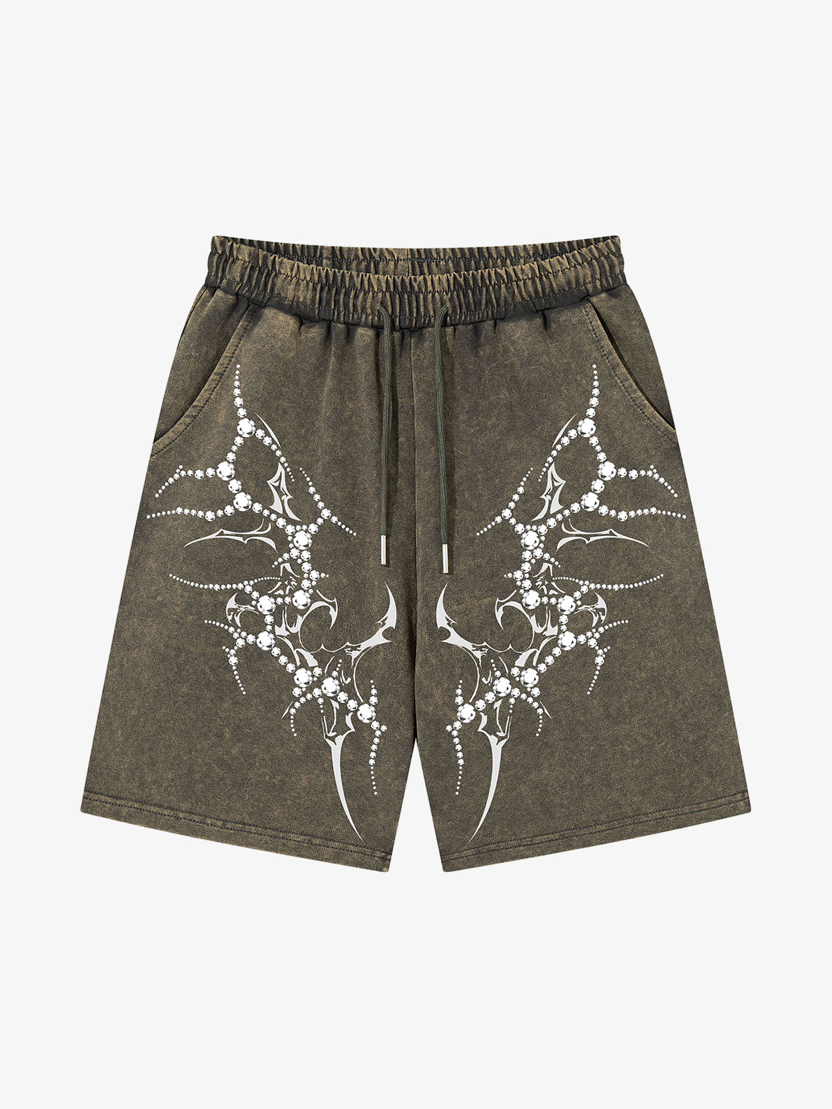 Distressed Thorn Rhinestone Shorts