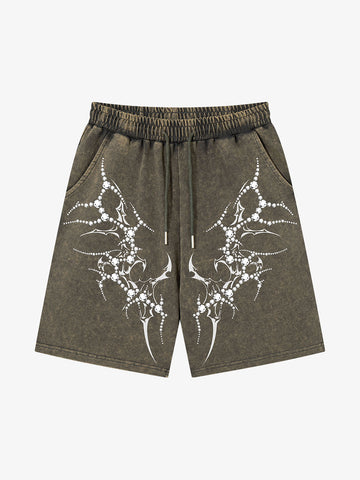 Distressed Thorn Rhinestone Shorts