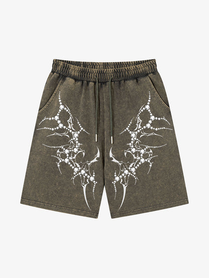Distressed Thorn Rhinestone Shorts