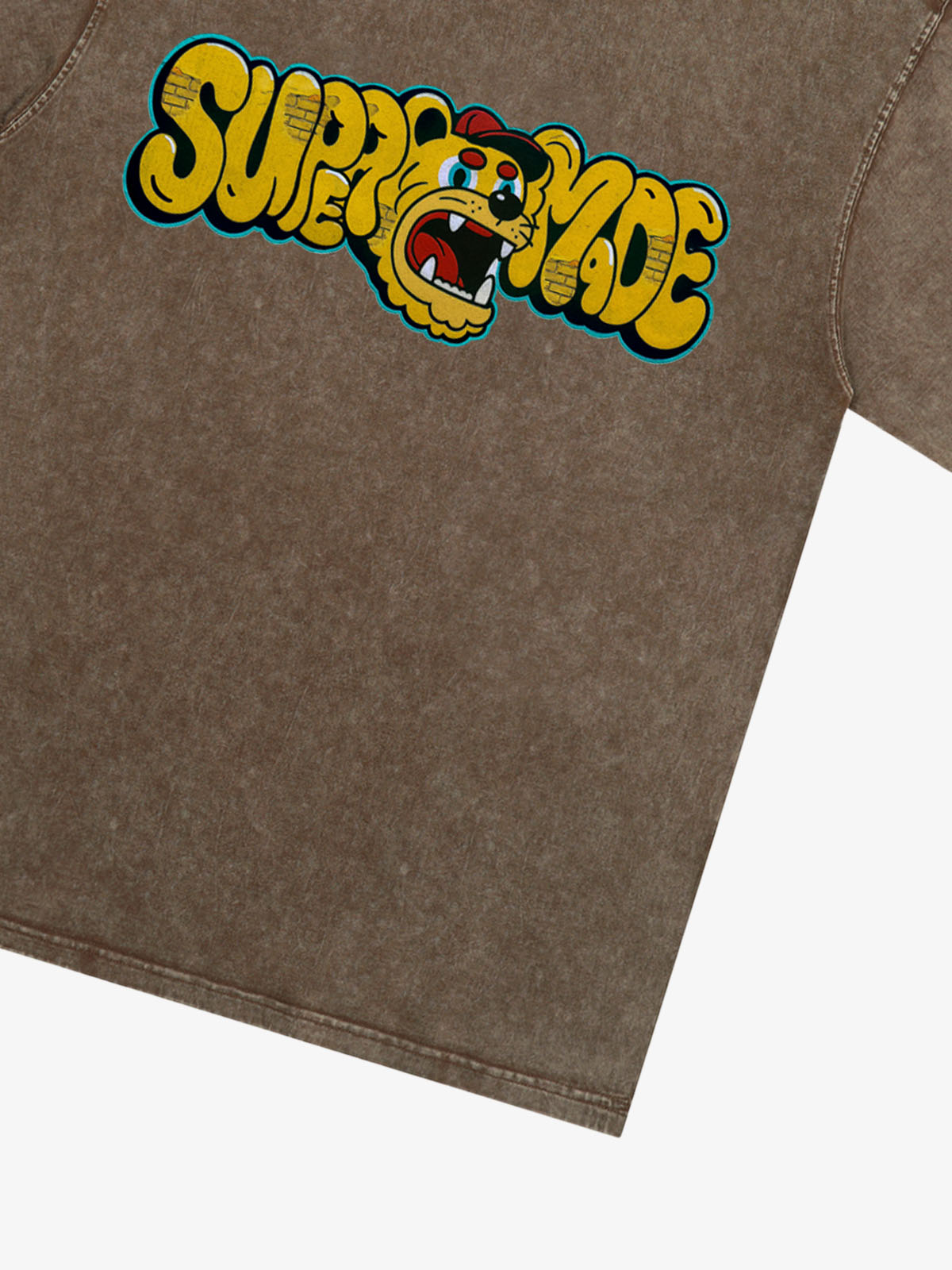 Street Graffiti Trendy Tiger Head Font T-Shirt 