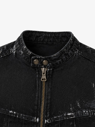 Waxed Denim Biker Jacket