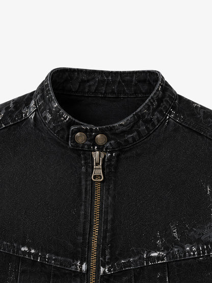 Waxed Denim Biker Jacket