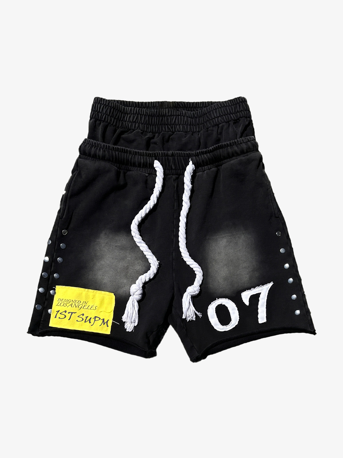 Studded Paneled Double-Waist Shorts