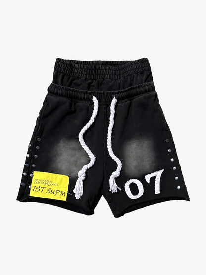 Studded Paneled Double-Waist Shorts