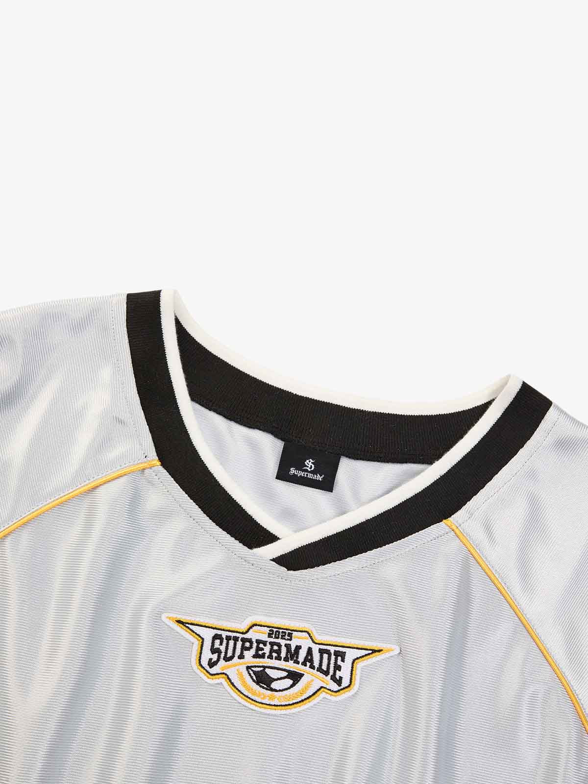 Supermade Patterned Custom V-neck Silver Sport Jersey 