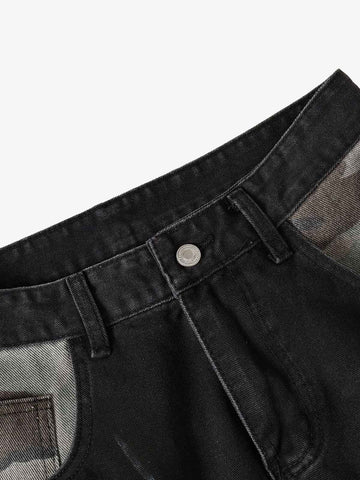 Butterfly Spray Graphic Camo Pocket Barrel Jeans 