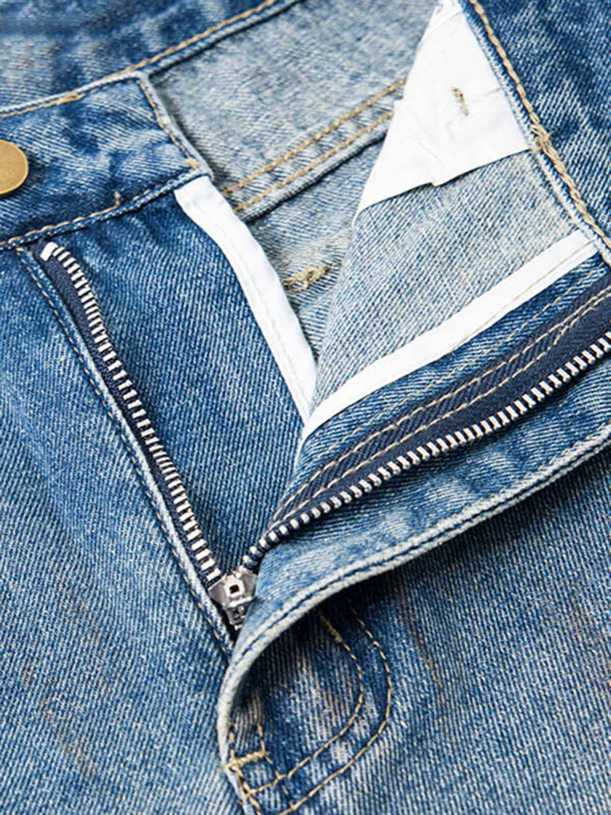 Street Retro Distressed Buttons Raw Edge Dirty Denim Shorts 