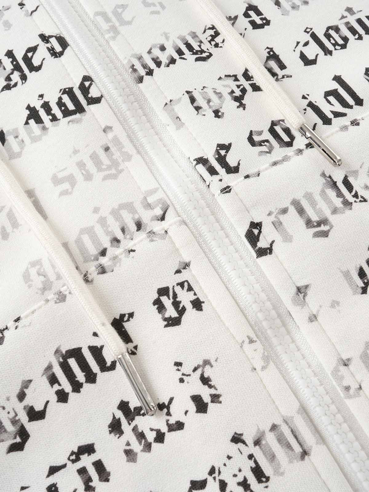 All-Over Letter Graphic Zip Sweatshirt