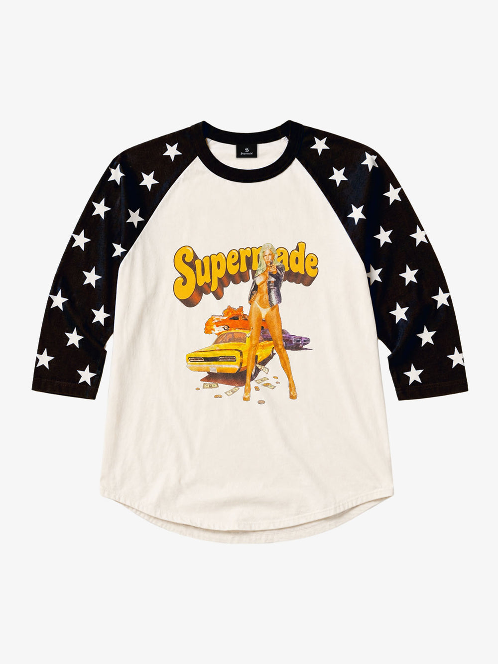 Race Girl Graphic Color Block 3/4 Sleeve Tee