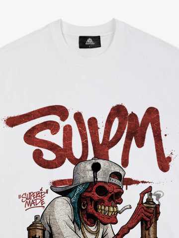 Street Trendy Skull Spray-Paint Graffiti Master T-Shirt 