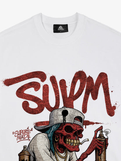 Thesupermade Trendy Skull Graffiti Master T-shirt 