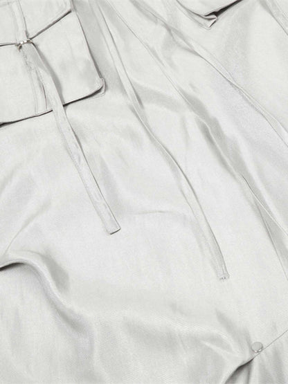 High Street Rivet Pleated Workwear Multi-pocket Casual Pants 