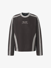 Faux Suede Paneled Embroidered Long Sleeve Tee