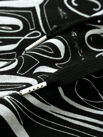 Black & White Graphic Lounge Shorts – Elastic Waist Drawstring Streetwear Shorts