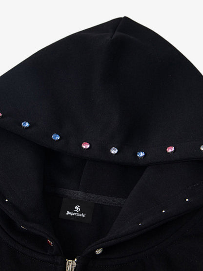 Stylish Black Hoodie with Colorful Studs for Casual Wear 