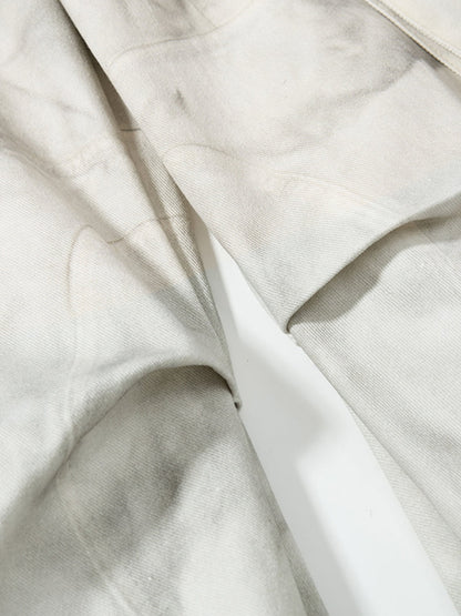 Stylish Wide-Leg Cargo Pants with Unique Embroidery and Zipper Accents 