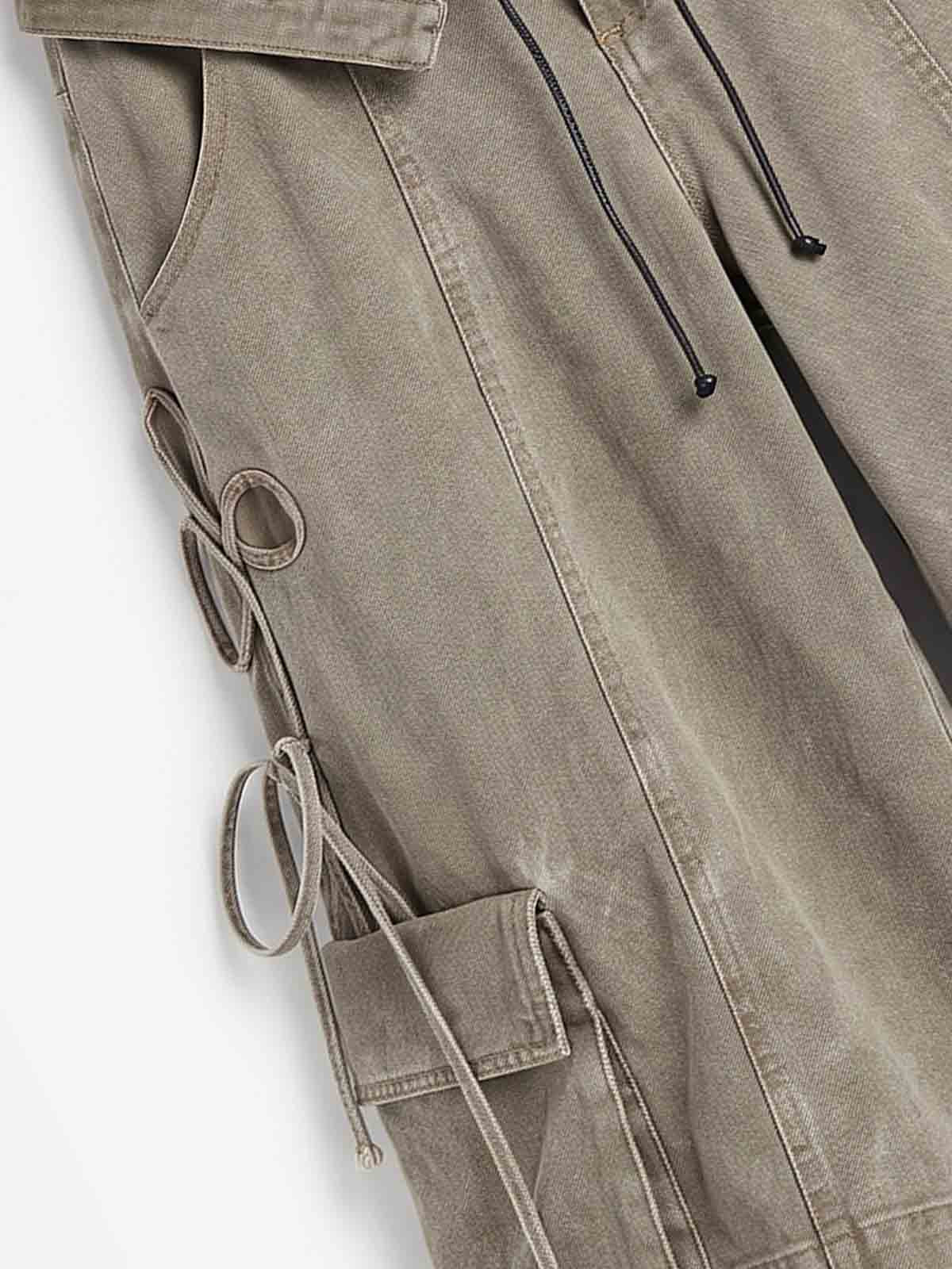 Turned-Waist Utility Wide-Leg Jeans