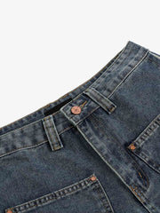 Frayed Layered Paneled Denim Jorts 