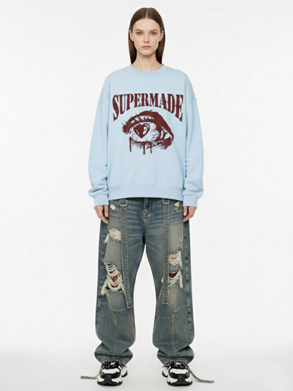 Eye-catching Graphic Crewneck Sweatshirt for Casual Wear 