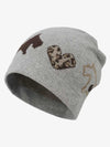 Cotton Blend Knit Beanie with Dog and Heart Design for Women and Men 