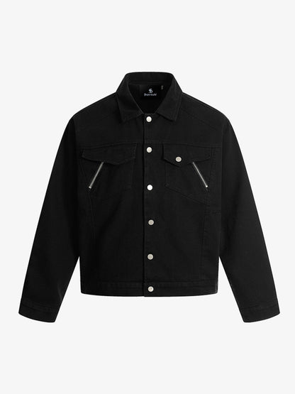 Panel Construction Button-Up Workwear Jacket
