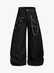 Vintage Eyelet Chain Baggy Jeans 