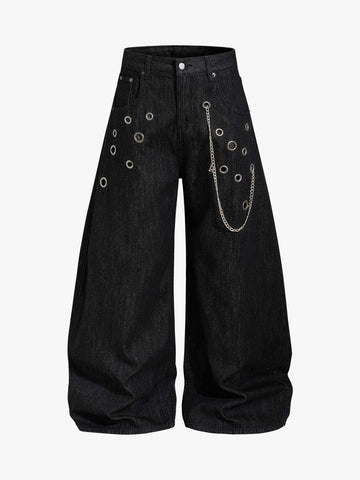 Vintage Eyelet Chain Baggy Jeans 