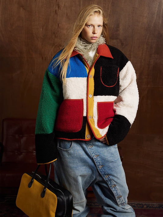 Colorful Patchwork Jacket for Casual and Outdoor Use 