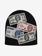 Street Style Banknote Print Knitted Beanie