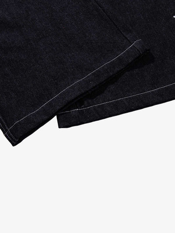 Multi-Button Graphic Jeans