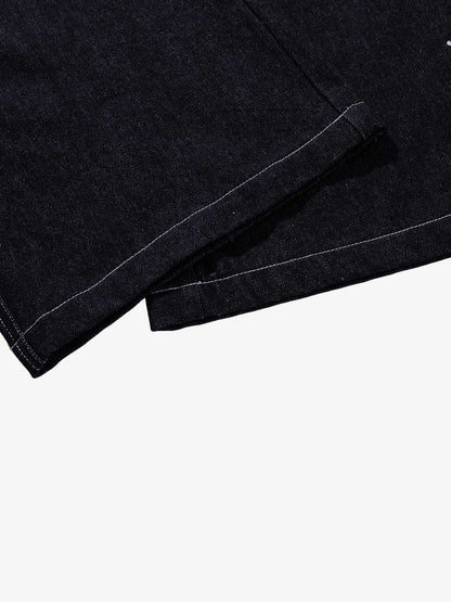 Multi-Button Graphic Jeans