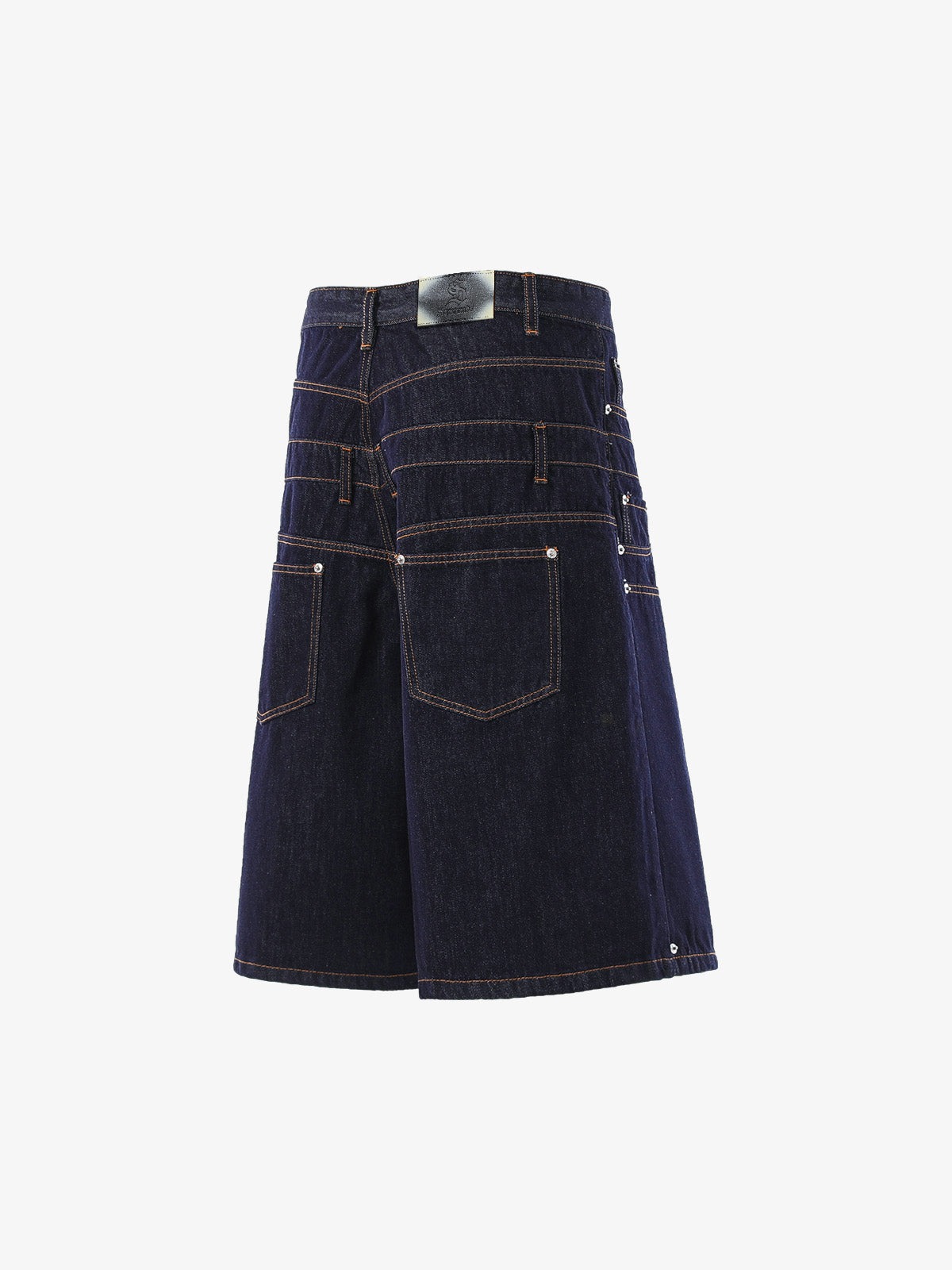 Studded Double-Waist Wide-Leg Jorts